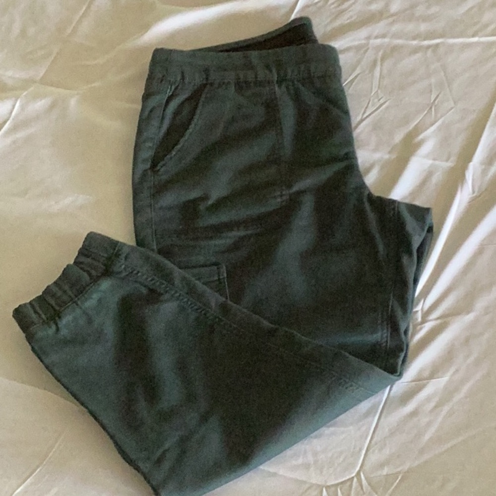 Olive Green Pants with Elastic Ankle Cuffs 👖